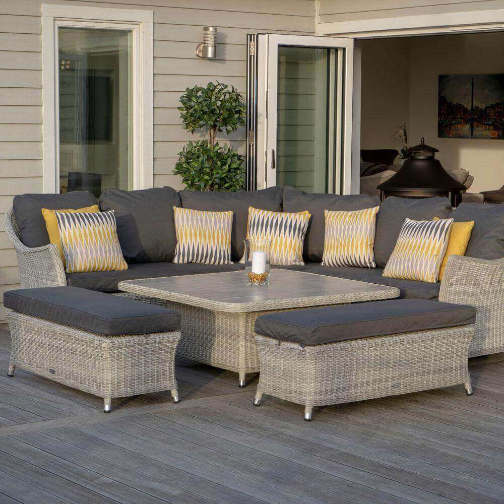 2020 Bramblecrest Monterey Outdoor Sofa Set With Square Ceramic Dining