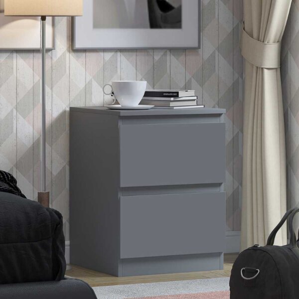 Matte-2-Drawer-Bedside-Table-Grey-Angled-Lifestyle