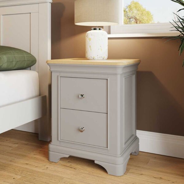 Serenity-Bedside-Table-Grey-Front-On-Lifestyle